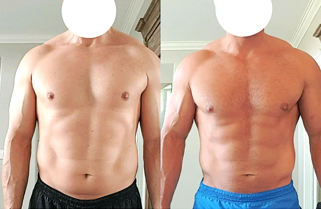 before and after picture -  Deca Durabolin solo, without others substances.  Cycle length - 15 weeks, 400mg a week.