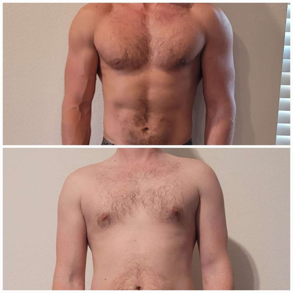 Transformation of male in his 30 before and after taking dianbol for 8 weeks 40mg a day
