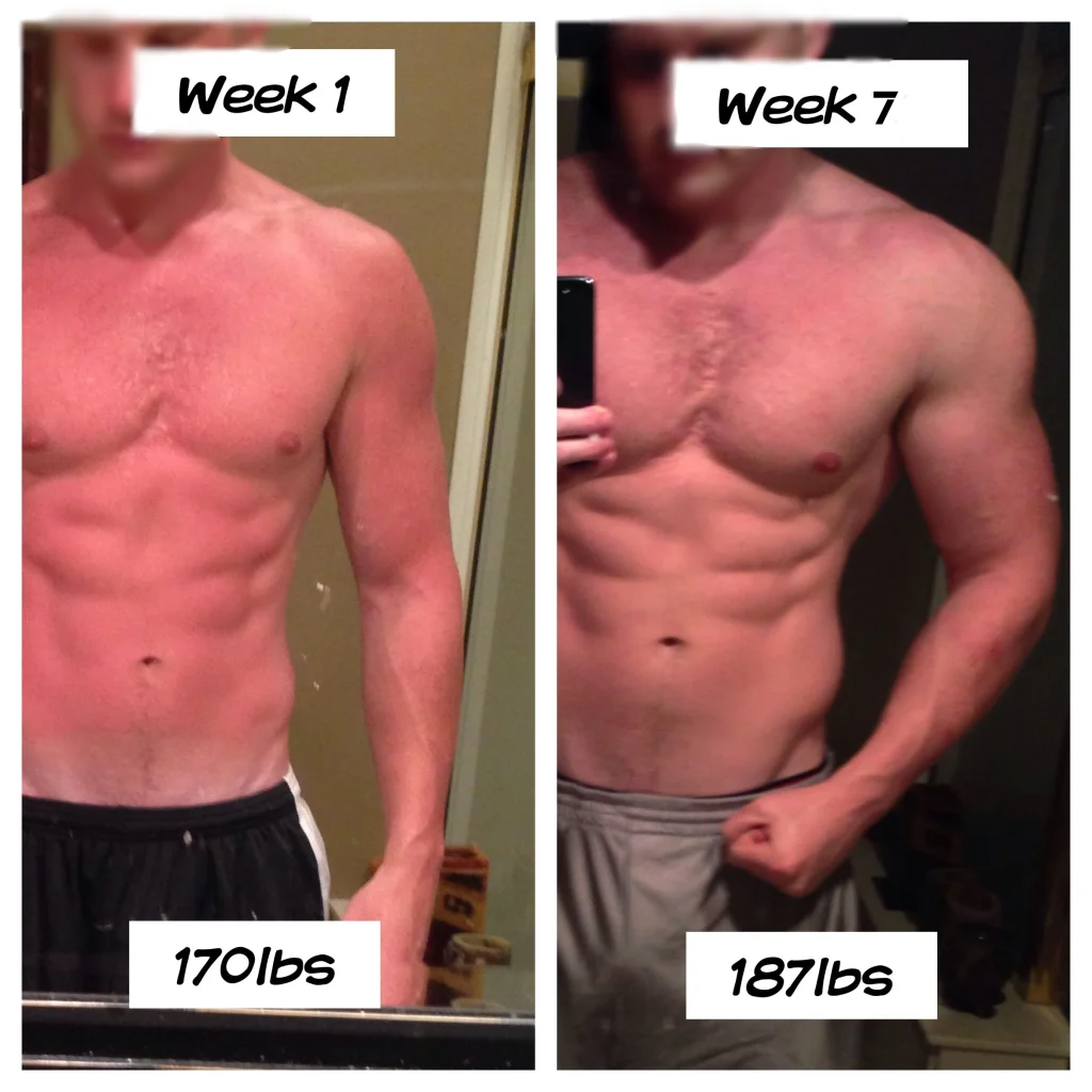 transformation of a man in his 30's after taking Anadrol for 7 weeks, 50-100 mg a day.