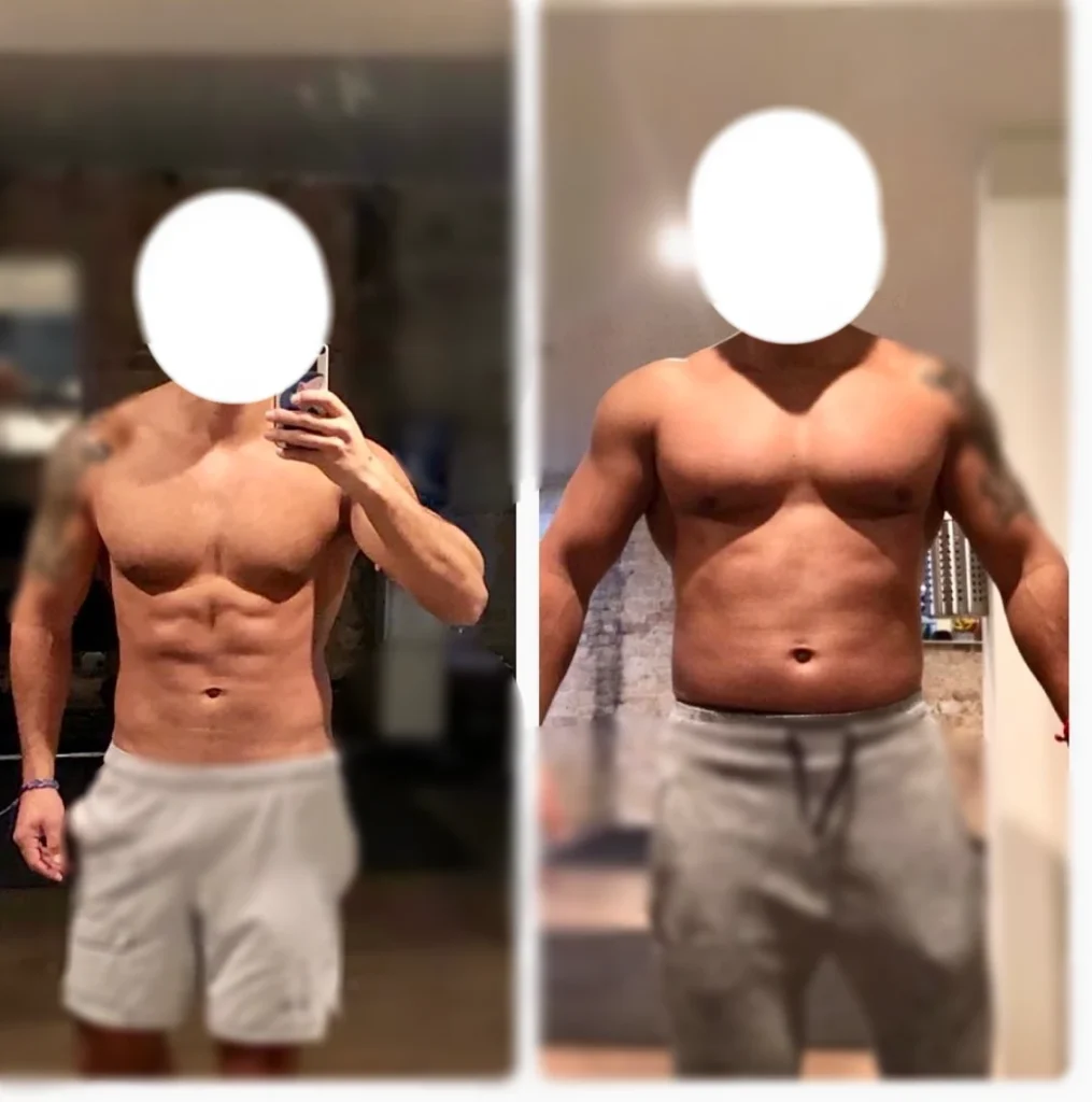 This is a picture of a man before and after finishing winstrol cycle. 6 weeks, 40mg a day.