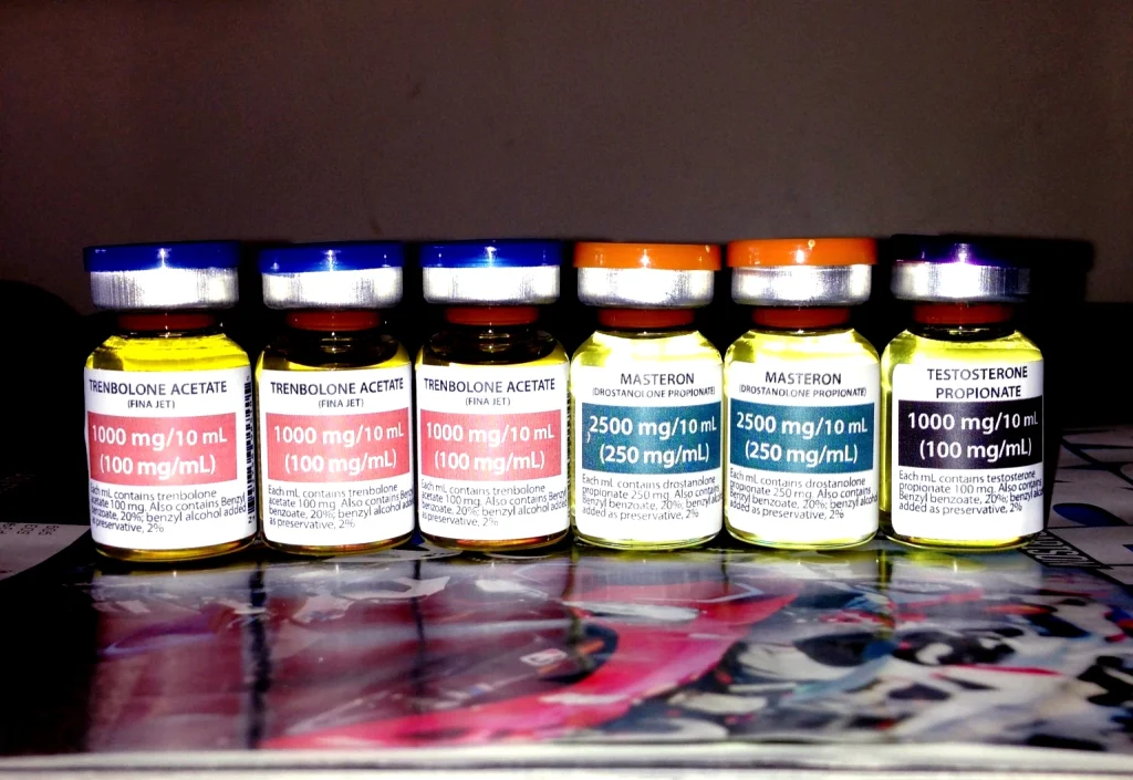 6 10ml steroid vials positioned next to each other